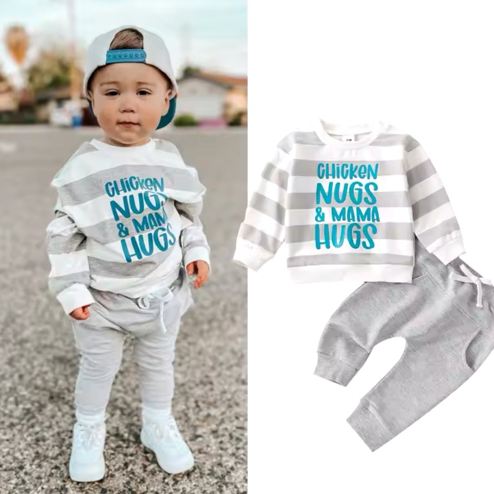 Striped Gray and White Toddler 2 piece set